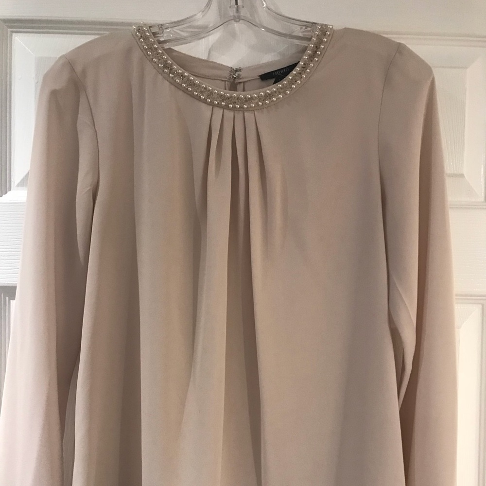Forever 21 long sleeve blouse crystal embroidery on neck never worn
